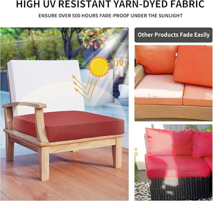 Easy-Going Waterproof Patio Cushion Covers 22x22x4 inch 2 Pack Replacement Non-Slip Outdoor Seat Cushion Slipcover with Zipper. Red