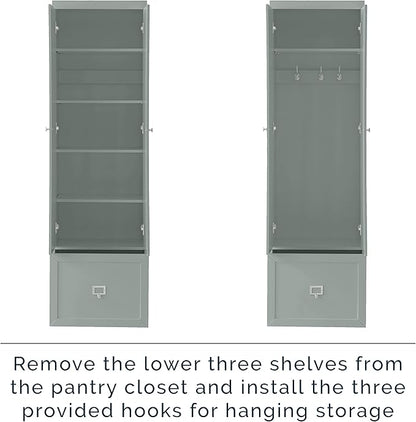Crosley Furniture Harper 3-Piece Hall Tree and Storage Cabinet Set with Entryway Bench and Hooks for Hanging, Gray