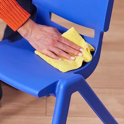 ECR4Kids 12in Plastic School Stack Chair, Classroom Furniture, Blue, 4-Pack