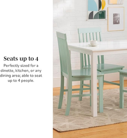 Walker Edison 4 Person Modern Farmhouse Wood Small Dining Table Dining Room Kitchen Table Set 4 Chairs Set, 48 Inch, White and Grey