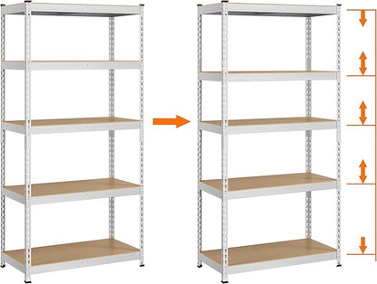 Yaheetech Storage Shelves 5 Tier Garage Shelving Heavy Duty Garage Shelves Adjustable Metal Shelving Unit Utility Rack Industrial Shelving for Warehouse Pantry Closet, 35.5″W × 17.5″D × 72″H, Silver