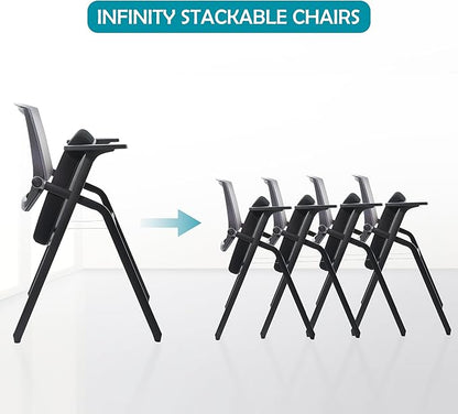 Conference Room Chairs, Folding Office Desk Chair with Lumbar Support and Sliding Armrest, Stackable Office Guest Chairs & Reception Chairs(12 Pack)