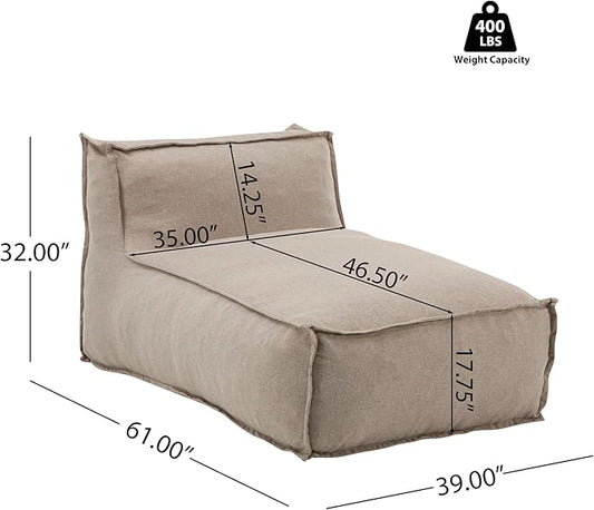 Christopher Knight Home Natty Outdoor Bean Bag Chair, Fabric Bean Bag Chair for Adults and Kids, Indoor/Outdoor Sun Lounger, Patio Lounge Chair, Patio Chaise Lounge, Dark Beige