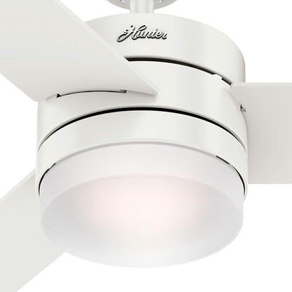 Hunter Fan 54 inch Contemporary Fresh White Indoor Ceiling Fan with Light Kit and Remote Control (Renewed)