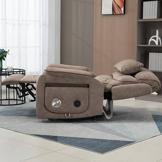 Power Lift Lazy Boy Recliner Chair, 2 Motor Flat Recliner, Nursing Lift Chair with Massage and Lumbar Heating, Adult Power Recliner with Side Pockets, Folding Table, Remote Control