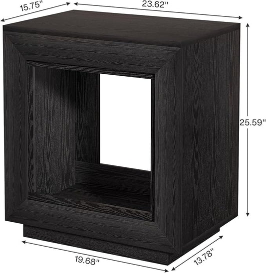 Tribesigns Rustic Brown End Table, 24" Side Table with Storage Shelf, Farmhouse Style Nightstand Bedside Table (2, Black)