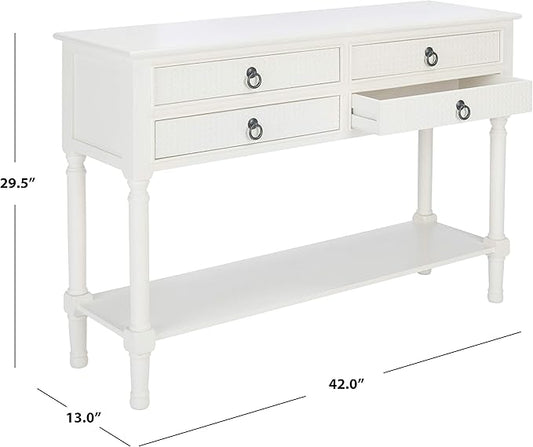Safavieh Home Collection Haines White 4-Drawer Bottom Shelf Console Table
