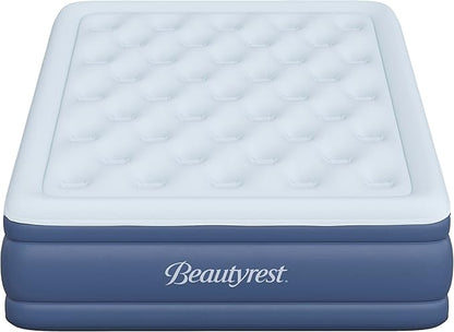 Beautyrest Supreme Air, Queen Size Air Mattress with Built-in Pump, Raised Inflatable Bed for Adults, Puncture-Resistant Vinyl, Auto Shut-Off, 650lb Support, Guest Bed, Camping Airbed, 3-Year Warranty