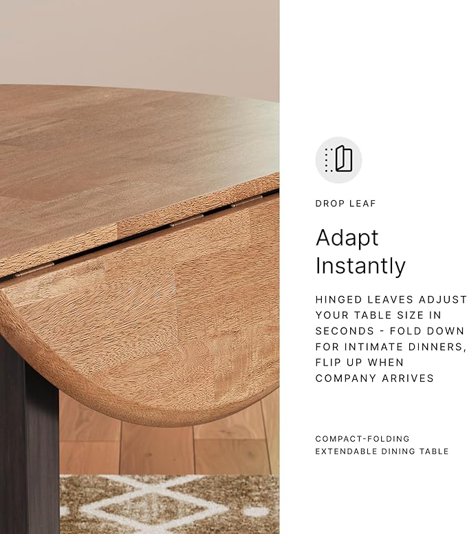 Signature Design by Ashley Gesthaven Modern Dining Drop Leaf Table with 4 Legs, Light Brown & Green