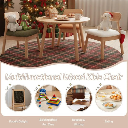 DAYAURS Toddler Chair Wooden Kid Chairs Comfy Armless Reading Chair for Kids Bedroom, Boys Girls Desk Chairs for Ages 2-5, Solid Wooden Stool Kids Furniture for Playroom/Preschool/Daycare/Gifts, Brown