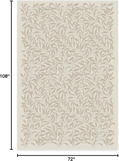 RUGGABLE x Morris & Co Washable Area Rug– Pure Willow Boughs Natural 6x9, Stain-Resistant, Non-Slip–Medium Machine Washable Rugs for Living Room, Bedroom, Hallway, Entryway & Office–with Standard Pad