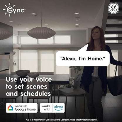 Cync GE Reveal Smart LED Recessed Downlight, Color Changing WiFi Light, Matter Compatible, Compatible with Alexa and Google Home, 6in, 2-Pack
