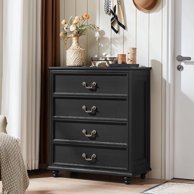 Bedroom Sets, 54" Wide 7 Drawers Dresser and 37" Tall 4 Drawers Dresser, Wooden 2 Piece Bedroom Furniture Set, Chest of Drawer for Bedroom, Home, Living Room, Hallway, Black