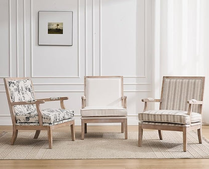 chairus Farmhouse Linen Accent Chair Set of 2, Upholstered Reading Chair with Solid Wood Frame Lounge Arm Chair with High Back for Living Room, Reception Room, Waiting Room, Floral Pattern