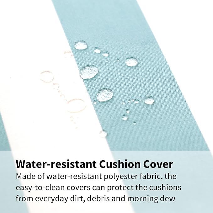 Outdoor Seat Cushions Set for Patio Furniture Deep Seating Patio Cushion Set Weather-Resistant Thick Cushions 25.6" W x 25.6" D x 5”T,Light Blue Stripes