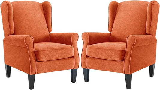 Accent Chair for Living Room Set of 2, High Back Reading Armchairs with Removable Seat Cushion, Mid-Century Single Couch in Fabric, Modern Ergonomic Wingback Chair for Bedroom,Club, Balcony