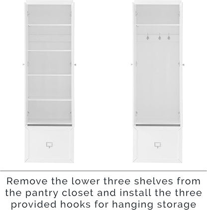 Crosley Furniture Harper 3-Piece Hall Tree and Storage Cabinet Set with Entryway Bench and Hooks for Hanging, White