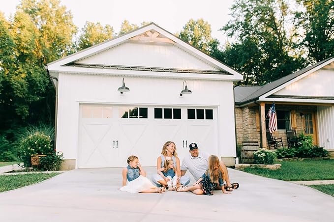 Steel Lighting Co. Gardena Barn Light | Outdoor Wall Mounted | 16" Dome | Upward Sloping Gooseneck | Farmhouse Light Made in America | Navy Blue Exterior/Brass Interior