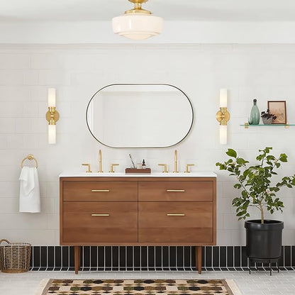 Andy Star Brass Oval Mirror, 24x40 Inch Bathroom Mirror Gold, Brass Vanity Mirror, Pill Shaped Mirrors Gold Metal Frame Stainless Steel 1’’ Deep Hang Vertically & Horizontally