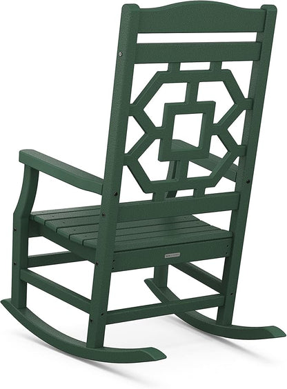 Martha Stewart by POLYWOOD® Chinoiserie 3-Piece Rocking Chair Set in Green