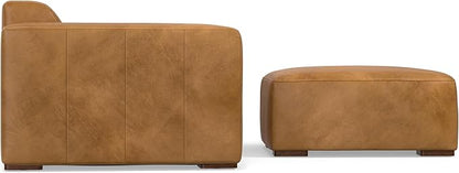 SIMPLIHOME Rex Modular Sofa and Ottoman Set in Full-Grain Genuine Leather, Sienna, 88-inch-Wide 2-Seater Leather Couch and Matching 34-inch-Wide Table Ottoman for Living Room