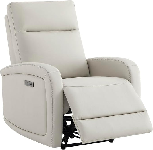 Watson & Whitely Power Recliner Chairs for Adults, Zero Wall Recliners W Power Headrest Type-C Charger, Small Faux Leather RV Recliners Home Theater Seating for Living Room, Cream