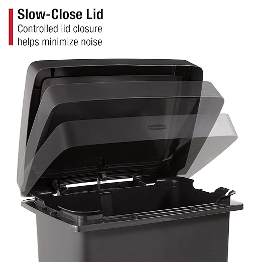 Rubbermaid High-Capacity Step-On Trash Can, 19 Gallon, Single or Dual Stream Trash or Recycling, Charcoal, Stainless-Steel Pedal, for Home/Kitchen/Garage/Apartment