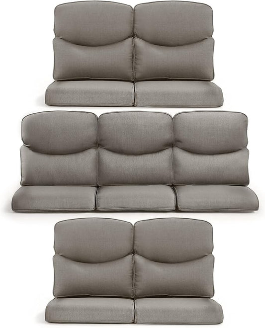 7-Piece Outdoor Patio Cushion Set - Fade & Water Resistant with Removable Olefin Cover, 22x24x4 Inch Memory Foam Cushions for Wicker Sectional Sof - Grey/Crescent