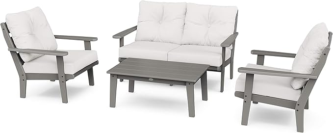 POLYWOOD® Lakeside Deep Seating Set, Slate Grey/Textured Linen