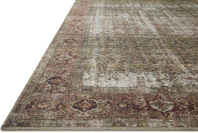 Loloi Amber Lewis Georgie Collection GER-07 Moss/Salmon 7'-6" x 9'-6", .19" Pile Height, Area Rug
