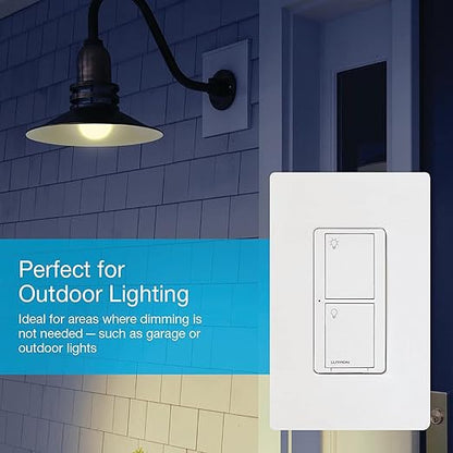 Lutron Caseta Original Smart Light Switch (Lutron Smart Hub Required), for Home, LED Lights, and Fans, 6 Amp, Single-Pole/3-Way, Neutral Required, PD-6ANS-WH, White