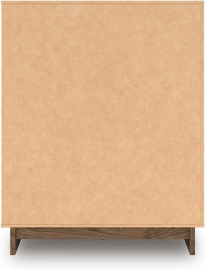 Signature Design by Ashley Darcalli Casual 5-Drawer Wide Chest with Easy Glide and Safety Stop for Bedroom, Light Brown