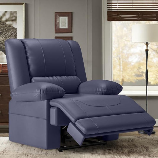 Large Dual Motor Power Lift Recliner Chair with Massage and Heat for Elderly People, Infinite Position,USB Ports and Remote Control,Breathable Leather (Blue)