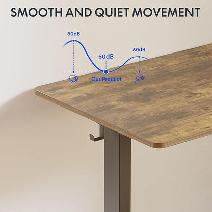FLEXISPOT One-Piece Electric Standing Desk, 48 x 24 Inches Adjustable Desk with Seamless Desktop, Memory Controller Height Adjustment (Black Frame + Rustic Desktop, 2 Packages)
