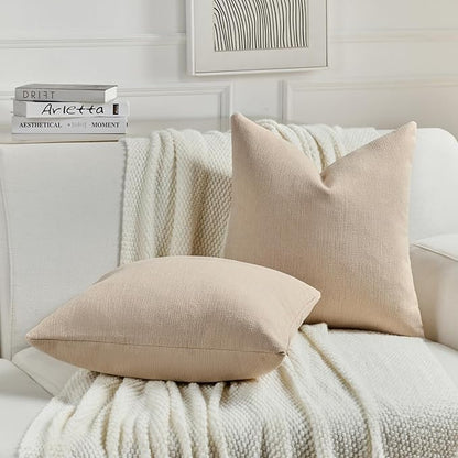 FUTEI Dusky Pink Chenille Decorative Throw Pillow Covers 12x20 Inch Set of 2,Soft Cozy Faux Linen Textured Lumbar Pillow Cases,Farmhouse Home Decor for Couch Living Room