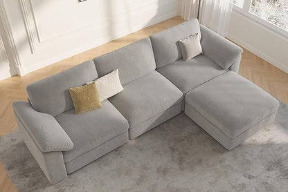 EASE MOOSE Oversized Modular Sectional Sofa, Extra Large L Shape Sectional Cloud Couch,Comfty Deep Modular Sofa with Ottoman，for Living Room