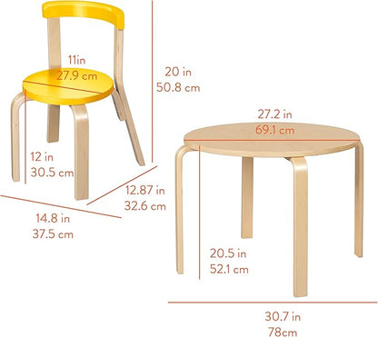 Bentwood Kids Table and Chairs Set, Kids Furniture, Assorted, 5-Piece