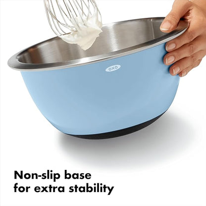 OXO Good Grips 3-Piece Stainless Steel Mixing Bowl Set - Blue/Gray