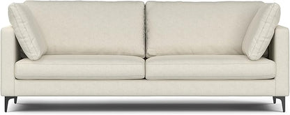 SIMPLIHOME Ava Sofa in 100% Recycled Polyester Tightly Woven Performance Fabric, Cream, 90-inches Wide, Handcrafted Mid-Century Modern Style Sofa for Living Room or Couch for Family Room