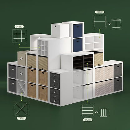 Furinno Cubicle Cube Insert, 3-Shelf Cube Organizer, Fits into Extra Thick Cubes, for Organizers and Storage, White (Does not fit IKEA Kallax Shelving)