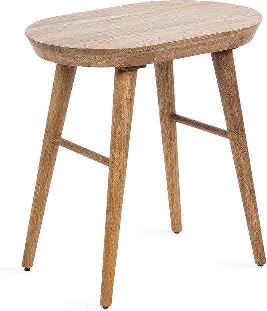 Kate and Laurel Conan Modern Oval Mango Wood Side Table, 22 x 14 x 22, Natural Wood, Mid-Century Capsule End Table with Tapered Dowel Legs for Use as Bedroom Nightstand or Indoor Plant Stand