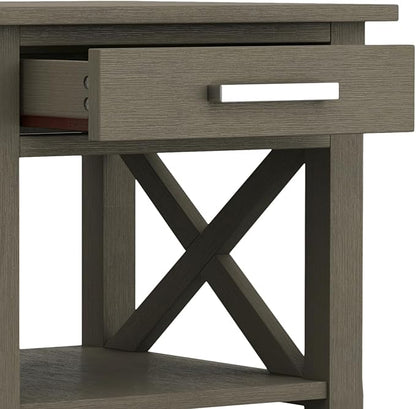 SIMPLIHOME Kitchener SOLID WOOD 21 inch Wide Square Contemporary End Side Table in Farmhouse Grey for the Living Room and Bedroom