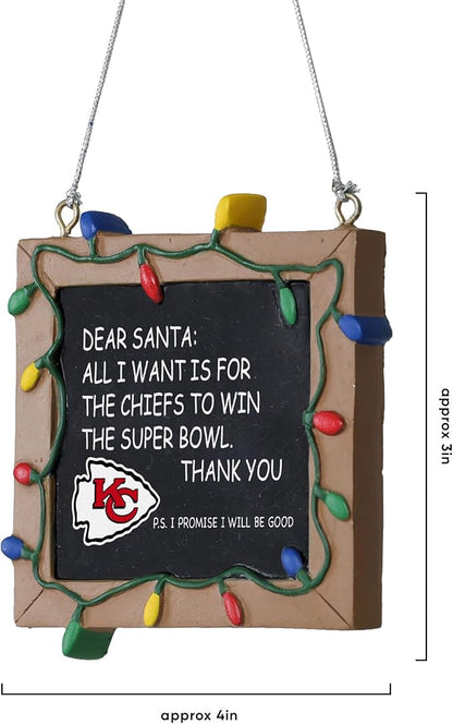 NFL Resin Holiday Christmas Chalkboard Sign Ornament