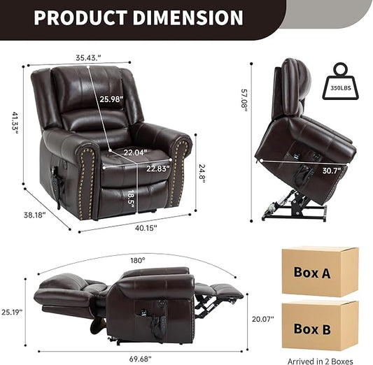Recliner Chairs for Adults, Oversized Bedroom Chair with Massage, Sofa Chair Home Theater Seating with Lumbar Support, Lift Chair for Elderly, Nursery Chair for Living Room (Breathable Leather)