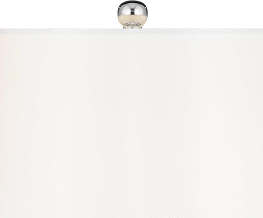 Possini Euro Design Pablo Modern Style Table Lamp with Clear Square Riser 28.5" Tall Multi Blue Art Glass White Drum Shade for Living Room Bedroom House Bedside Nightstand Home (Color May Vary)