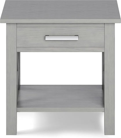 SIMPLIHOME Kitchener SOLID WOOD 21 Inch Wide Square Contemporary End Side Table in Fog Grey, For the Living Room and Bedroom