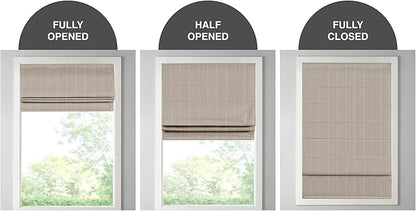 Madison Park Galen Cordless Roman Shade, 34"W x 64"H, Sheen Taupe – Room Darkening, Thermal Insulated, Energy Efficient Window Blind with Subtle Sheen Basketweave Fabric for Privacy