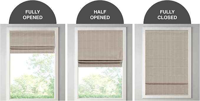 Madison Park Galen Cordless Roman Shade, 29"W x 64"H, Sheen Taupe – Room Darkening, Thermal Insulated, Energy Efficient Window Blind with Subtle Sheen Basketweave Fabric for Privacy