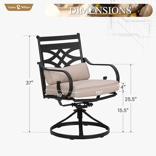 Sophia and William Patio Swivel Dining Chairs Set of 2, Outdoor Metal Armchairs, Outdoor Dining Chairs