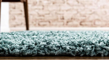 Unique Loom Solid Shag Collection Area Rug (2' 6" x 13' 1" Runner, Light Slate Blue)